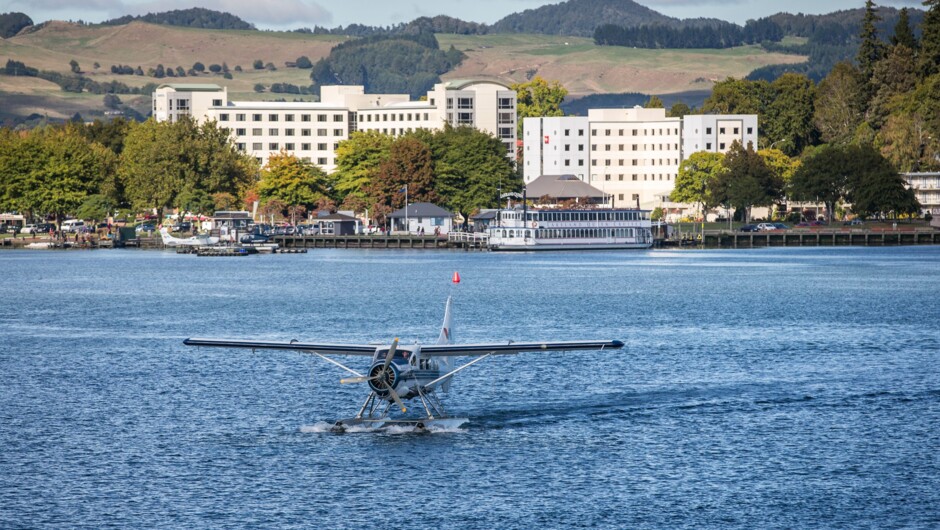 Floatplane at Rotorua city lake front