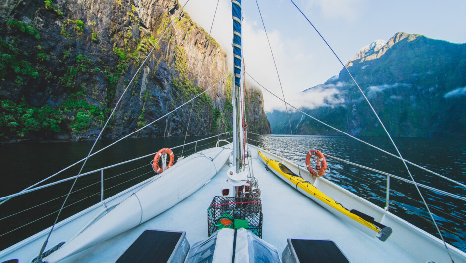 Discover the fiords from our adventure sailboat the "Breaksea Girl"