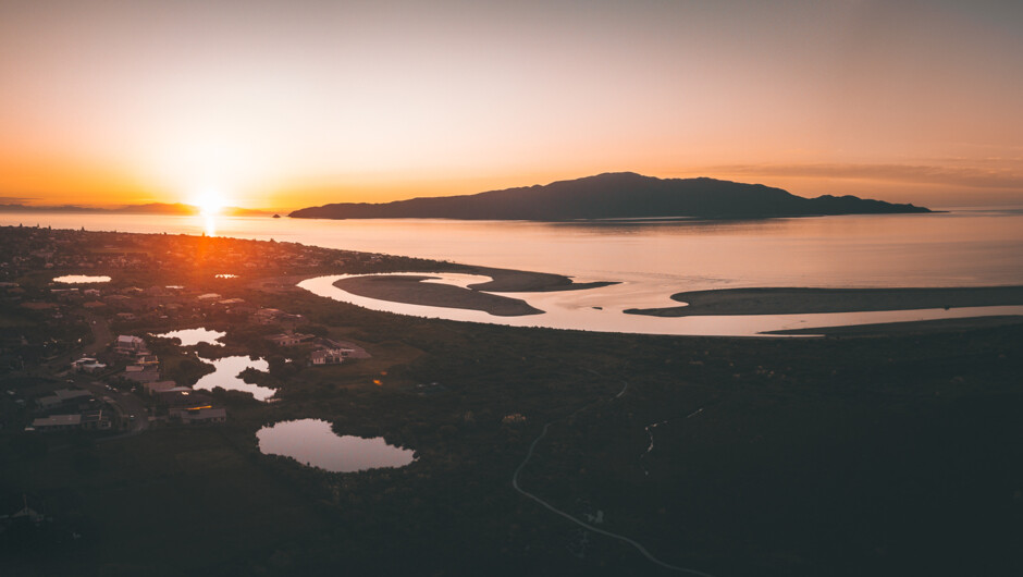 The nearby Waikanae river estuary to explore for gentle strolls during the day or even at sunset