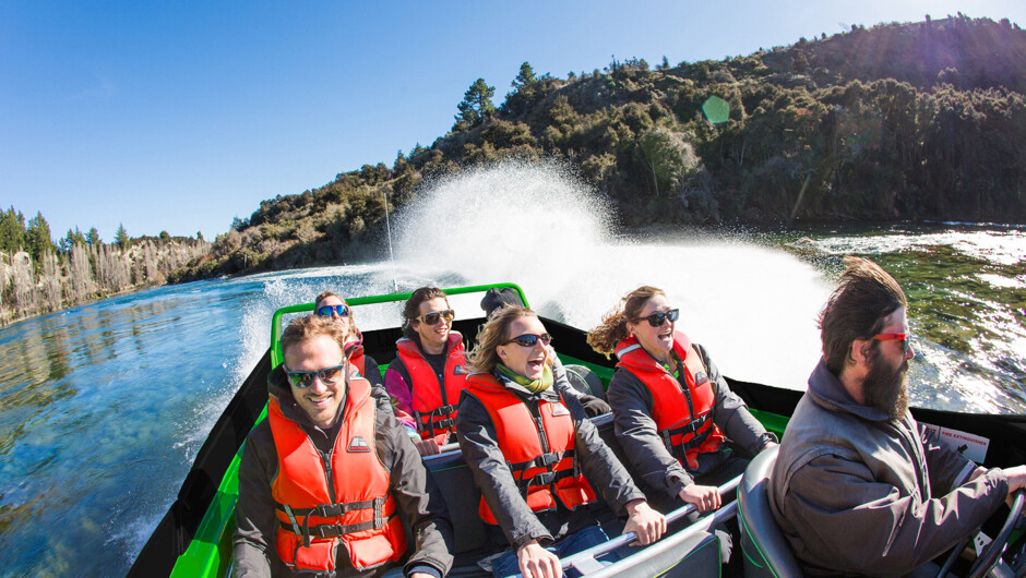 Experience the thrill of jet boating the mighty Clutha River in Lake Wanaka