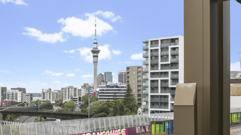 Perfect view of the Sky Tower from the balcony.