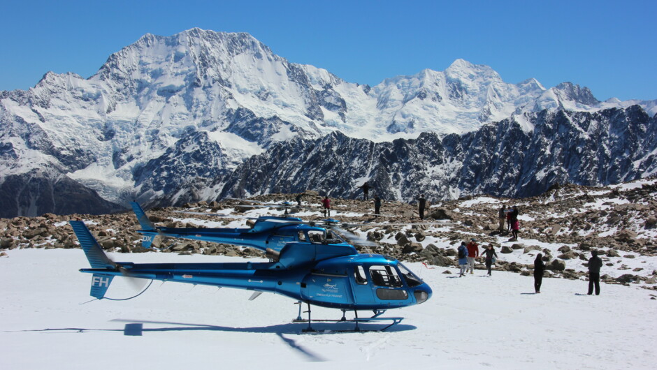 Glacier Country Helicopters operates two blue Airbus Helicopter H125 machines (previously known as AS350 B2 squirrels). They have leather interiors and comfortable passenger seats, flying up to 6 passengers each.