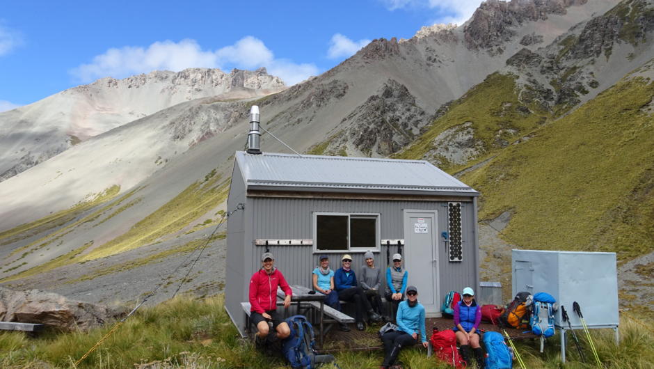 Outstanding private  hut - hut alpine hiking. Guided wilderness hiking in the Mackenzie backcountry.