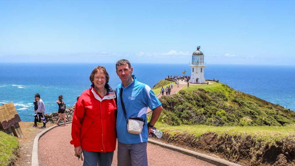 MoaTours guide and guest exploring Cape Reinga