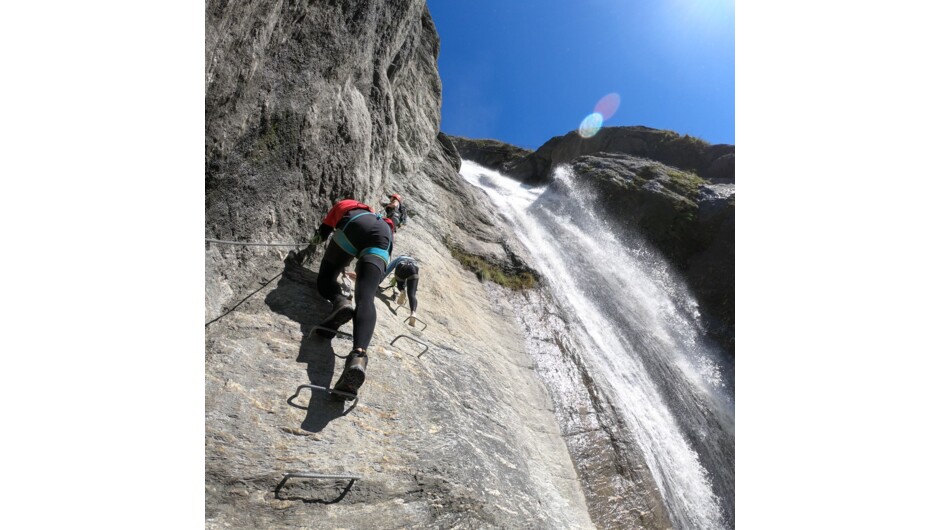 Looking up towards Slide Falls on Wild Thing - Level 2