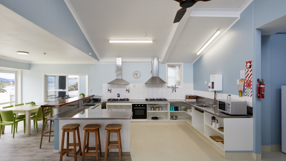 Shared kitchen on top floor.