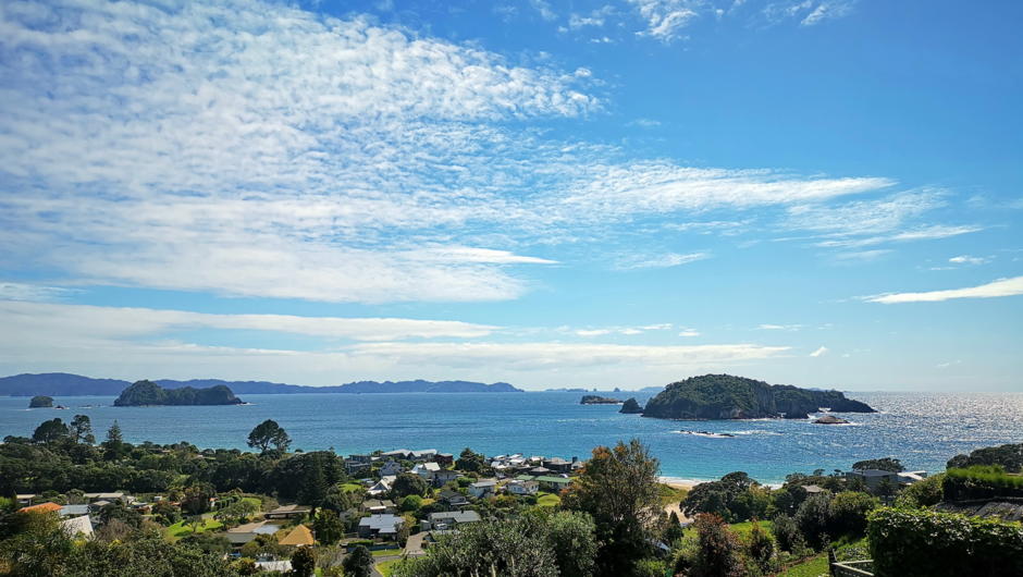 Views out to the Mercury Islands from Hahei Island Views Self Contained Apartment balcony.