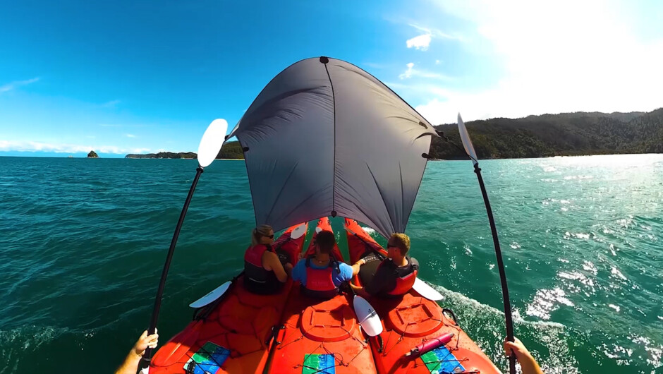 Kayak sailing in the Abel Tasman