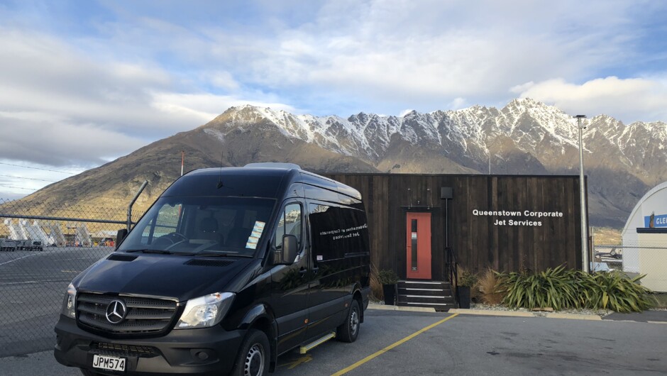 Albatross Travel Services private transfer and tour business picking up guests from Queenstown Jet Terminal.