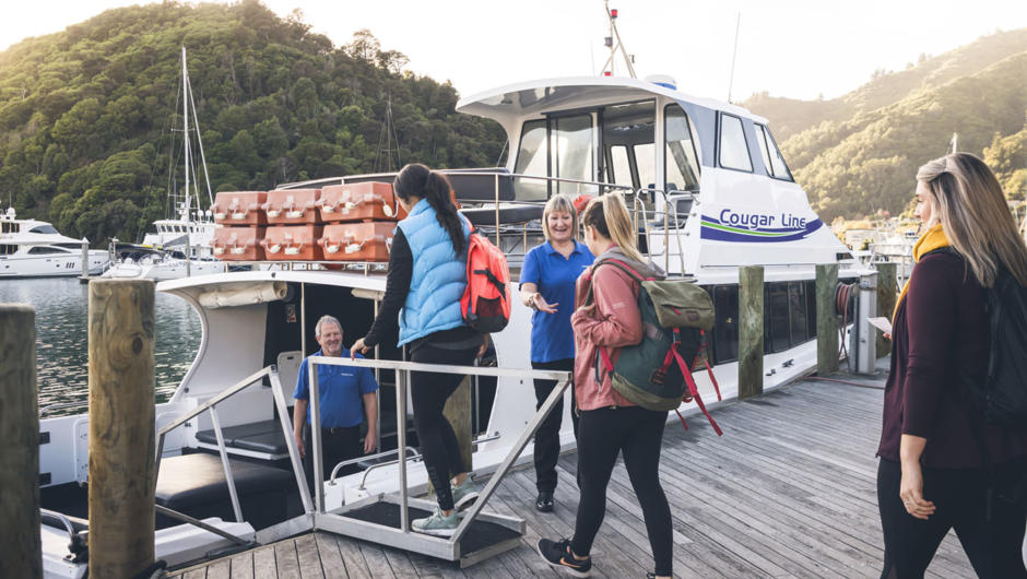 Passengers boarding Cougar Line boat at Picton