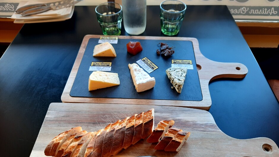 Shared cheese platter at C'est Cheese Artisan Deli