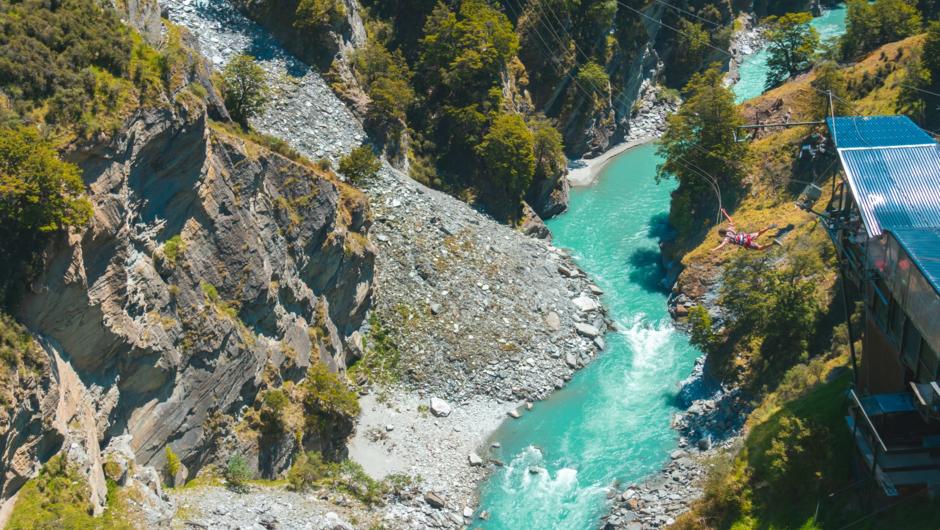 The scenery is stunning at the top and the bottom of the Shotover Canyon.