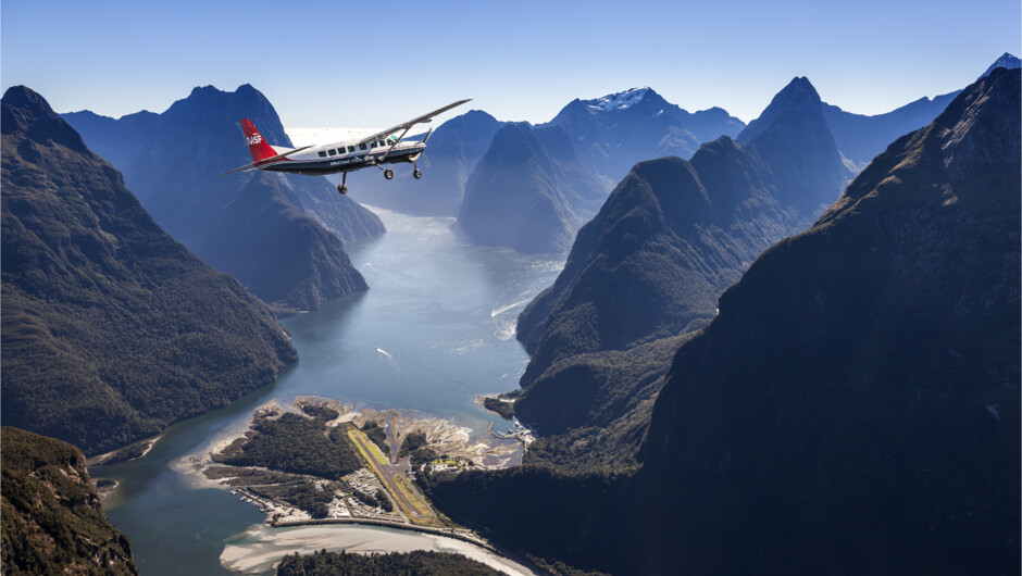 Flying into Milford Sound