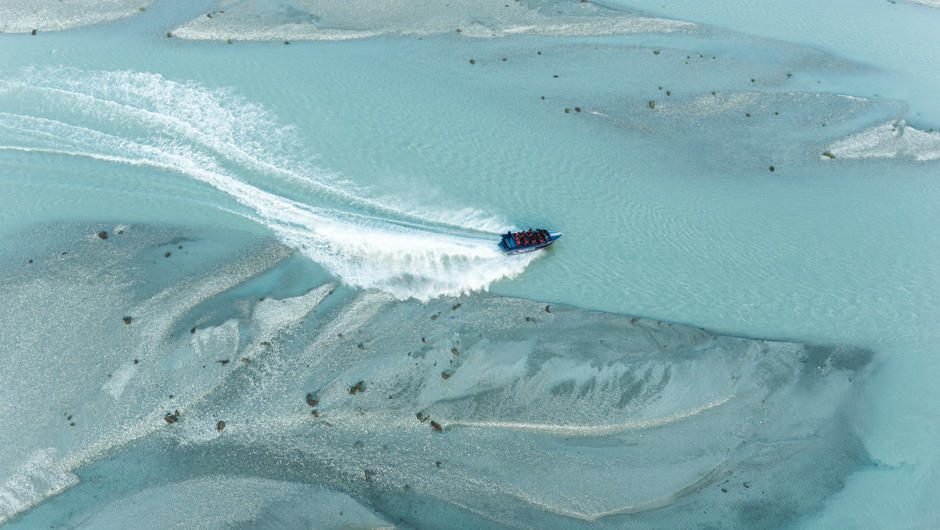 Follow the braided, glacier-fed rivers by jet boat with exciting 360 degree spins along the way.