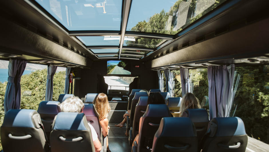 Travel in style on board our Luxury glass roof vehicle with leather seats and WIFI