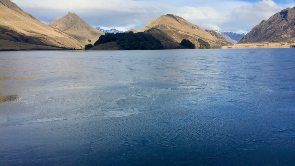 Frozen alpine lake