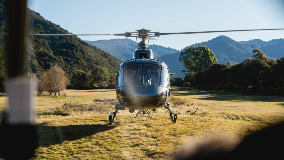 Helicopter landings in the Abel Tasman National Park with Helicopters Nelson