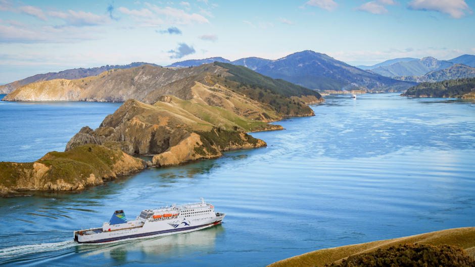 Interislander turns into the fiord-like Marlborough Sounds on its breathtakingly beautiful journey from Wellington to Picton