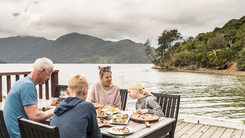 Dine by the sea at Punga Cove's Boatshed Bar and Cafe.