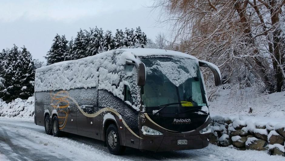 Coach in the snow
