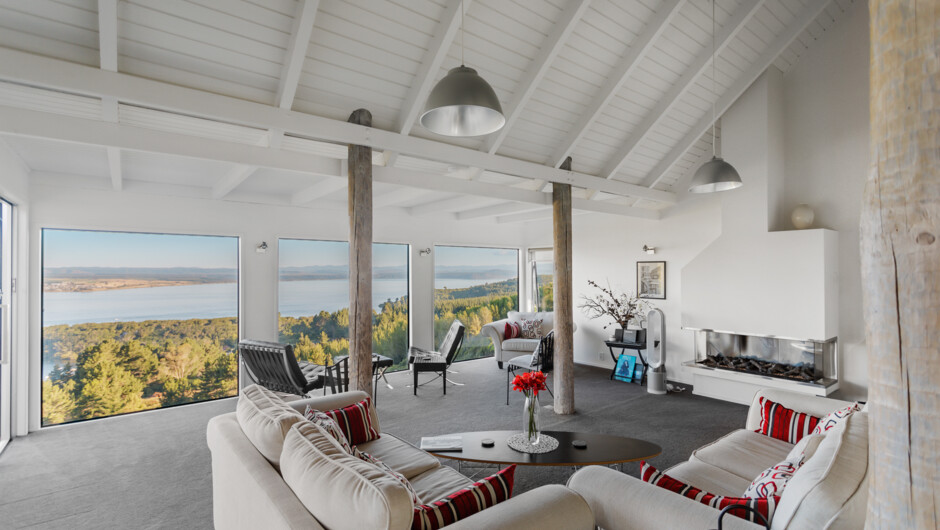 Lounge area specula view of Lake Taupo