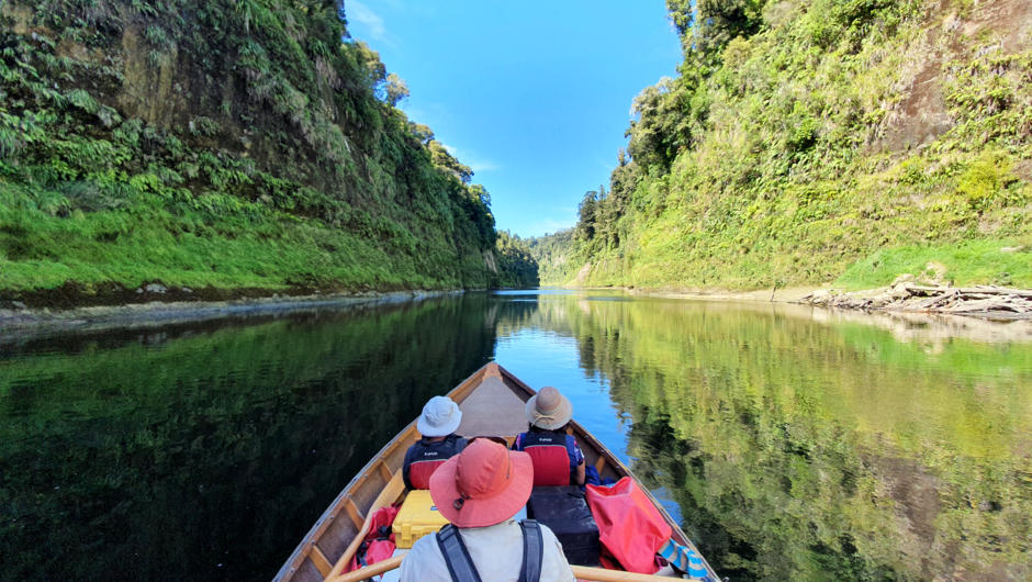 Wooden river dories on the Whanganui River