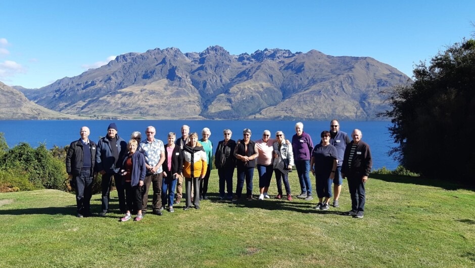 Tour group at Lake Wakatipu