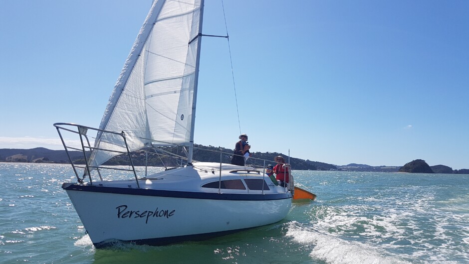 Persephone heading home to Opua after a great weekend on the water.