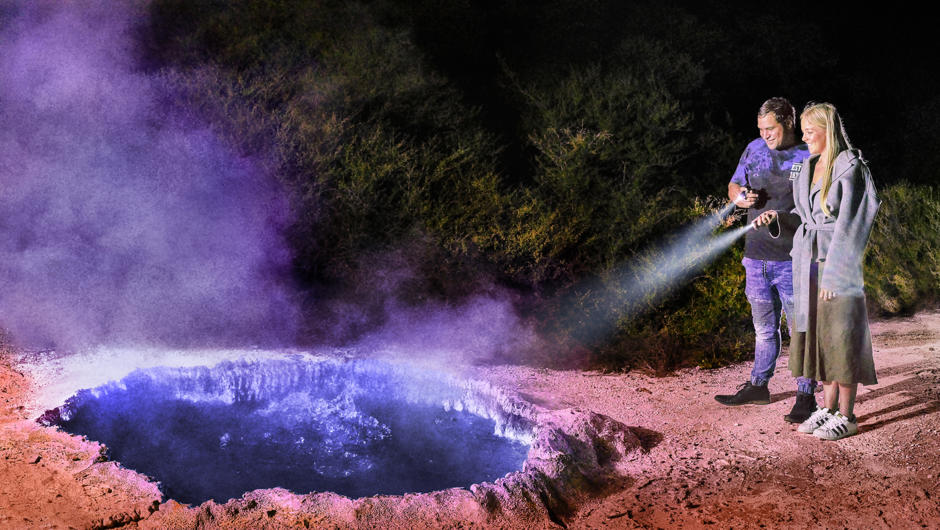 Geyser By Night at Te Puia.