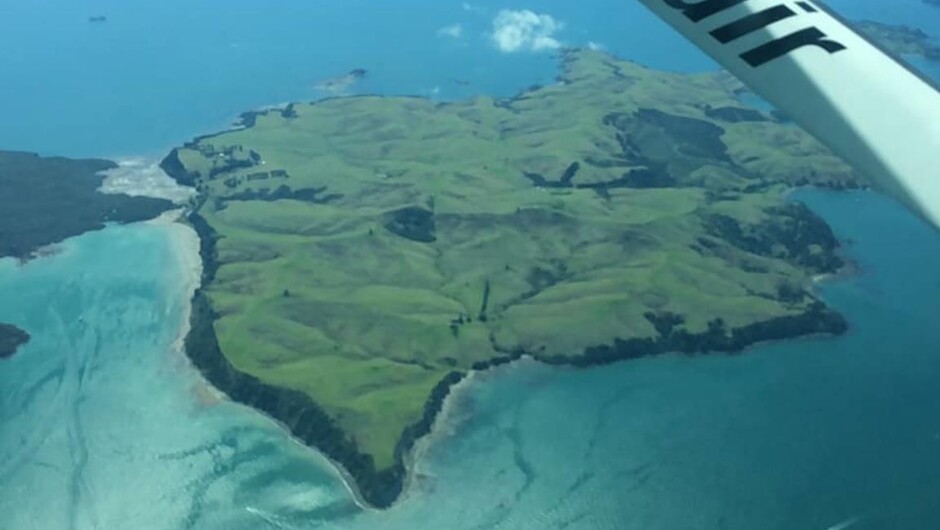 Aerial shot of island