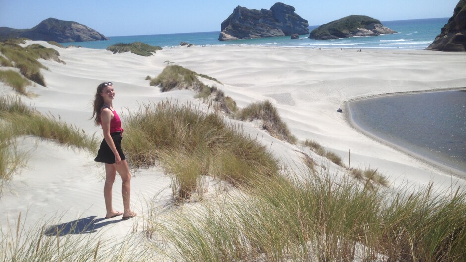 Take a drive out to Wharariki Beach at marvel at the massive sand dunes, pounding surf and local sea life