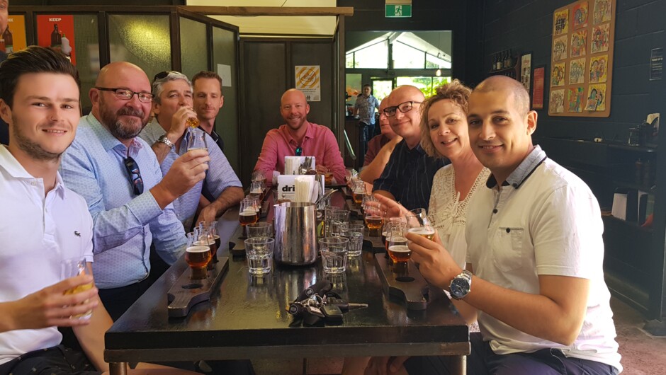 Group visiting Hallertau Brewery