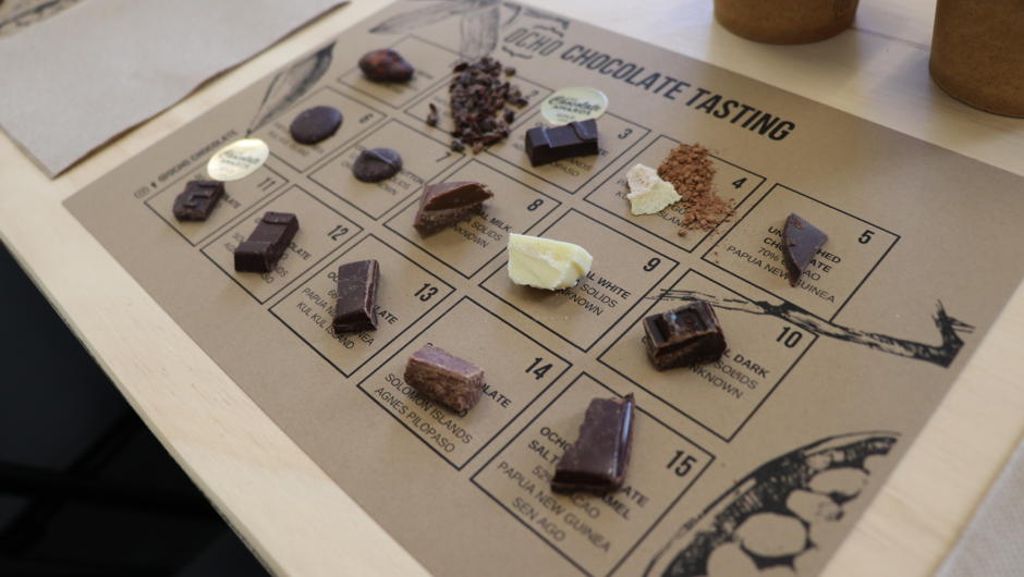 Take a tasting journey from bean to bar - tasting sheets may differ from this photo.