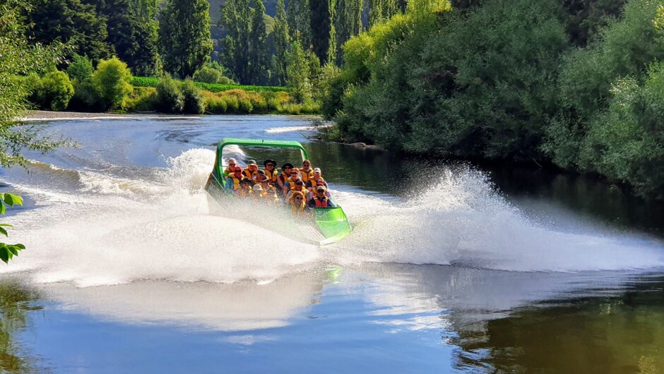 Just a little bit of fun on the still waters of the Whanganui River with the Forgotten World Jet Boat.