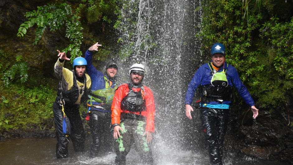 Spend time with these awesome river guides playing in the cascading waterfalls the pour into the river.