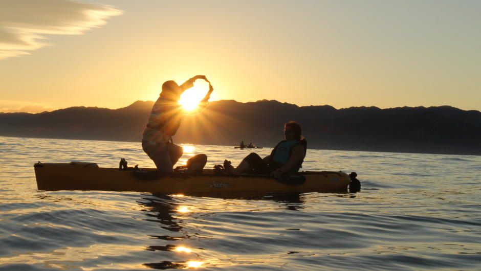 Kayaking a kaikoura sunset.