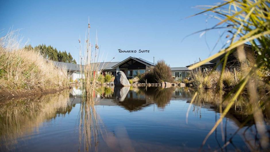 The Tongariro Suite overlooking the garden pond