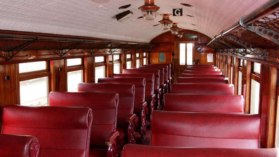 Heritage carriage interior view.