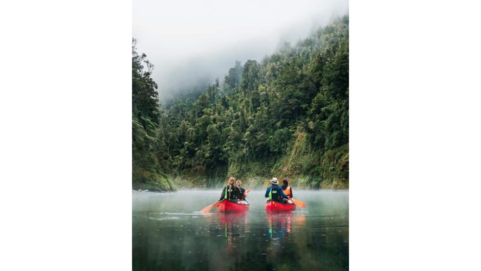 Canoeing through morning mist on Te Awa Tupua, our special river