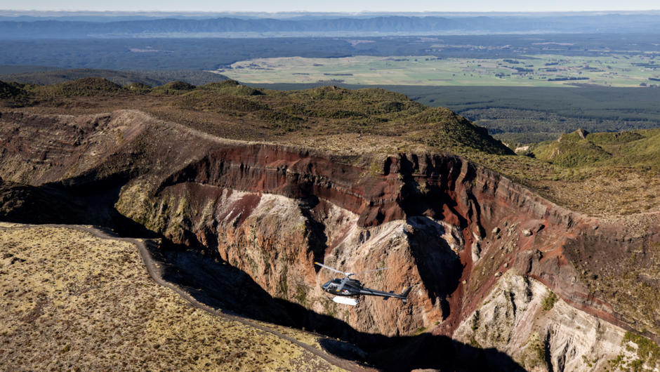 Helicopters in the crater of Mt Tarawera