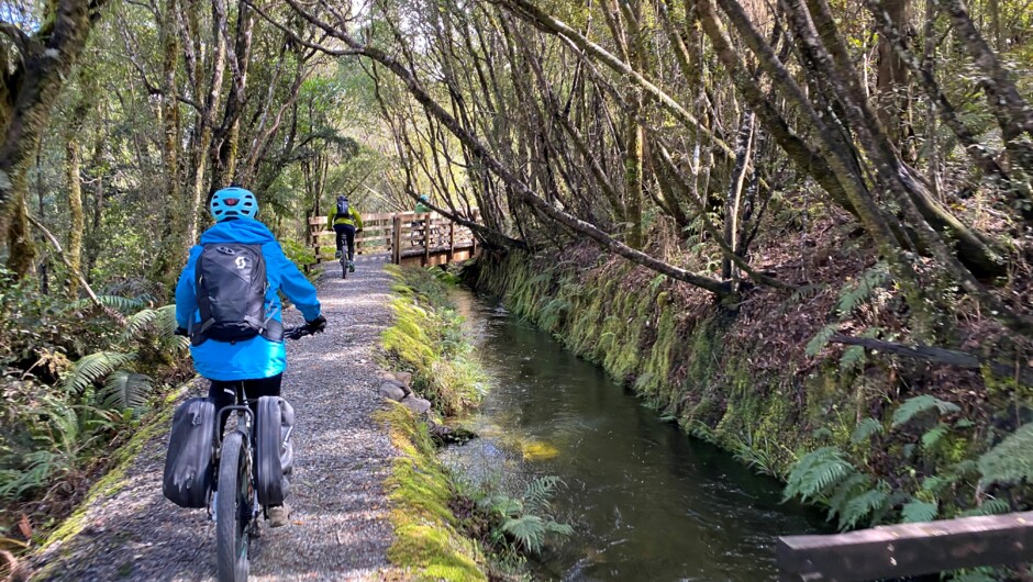 Amazing riding beside the the historic Kaniere Water Race's