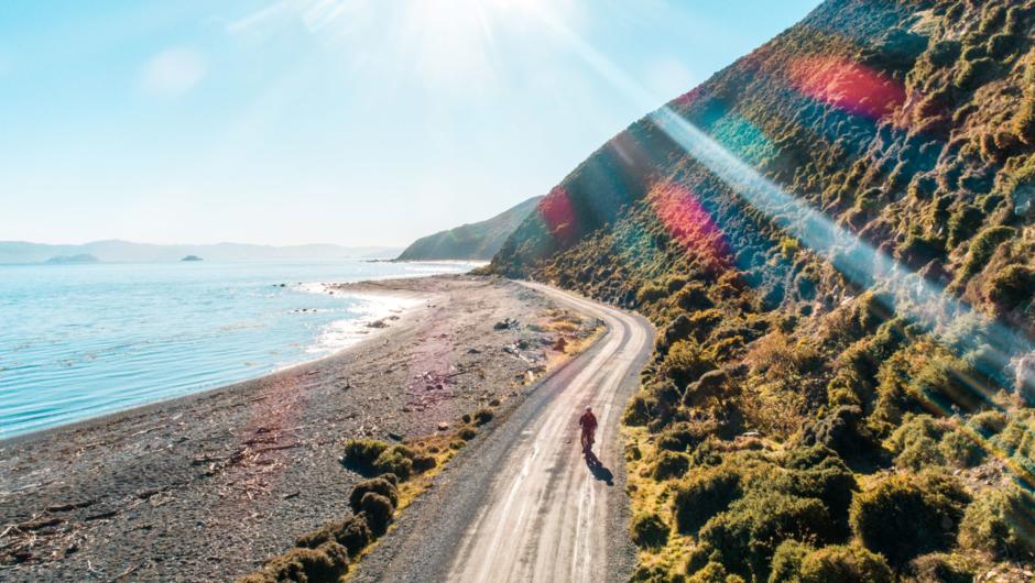 The coastal trail heading towards Pencarrow Head, Wellington