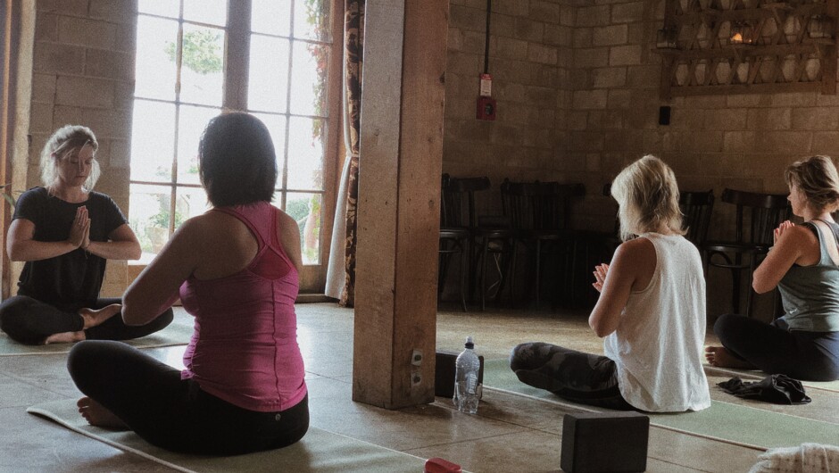 Yoga & brunch for a private group at Mudbrick