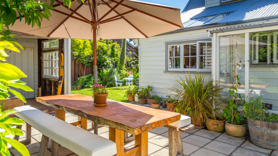 French Bay House back garden seating area