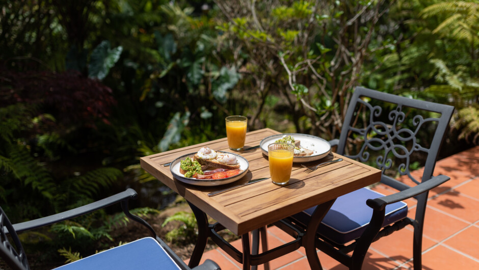 An a la carte breakfast is complimentary and will be delivered to you in your room or you can take it on the terrace.