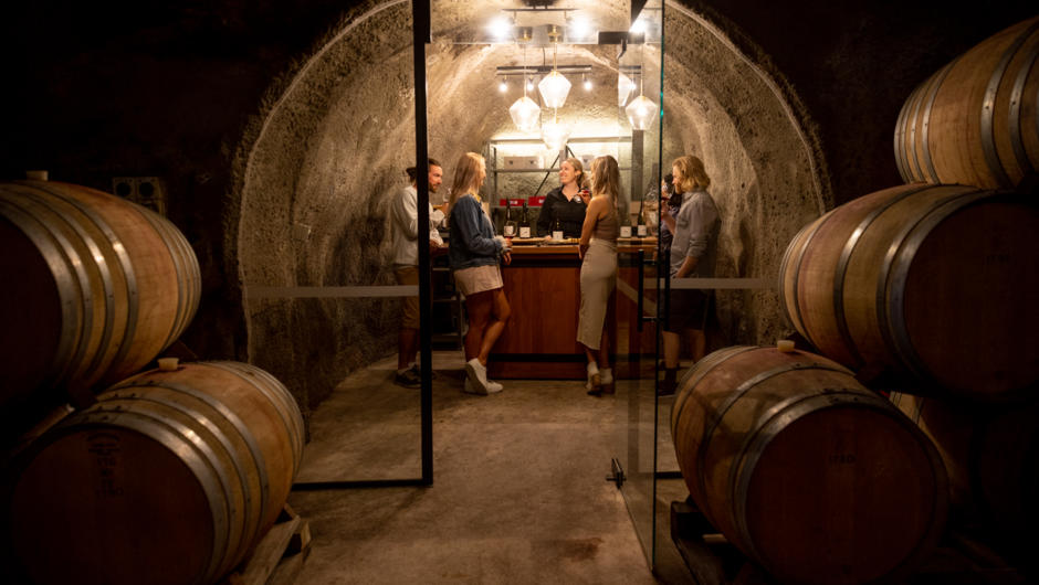 Taste 3 wines and 5 cheeses in New Zealand's largest wine cave.