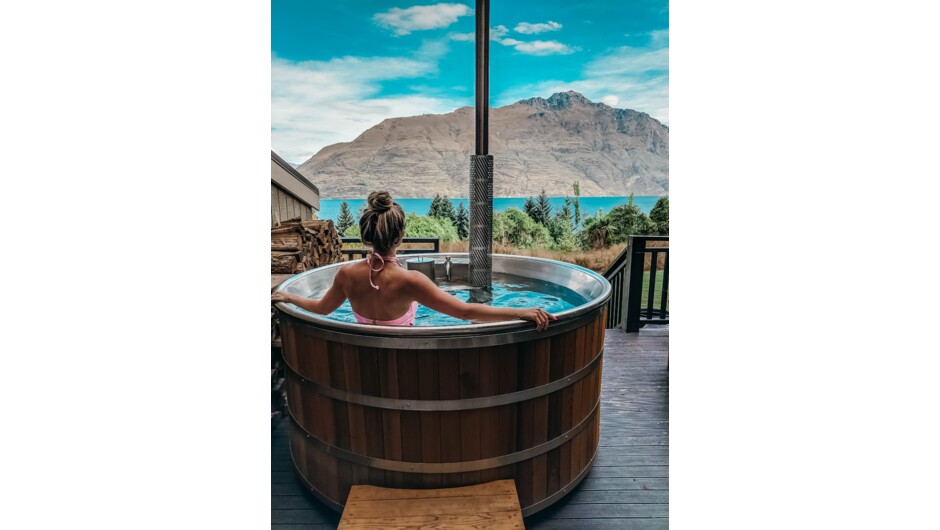 Our wood-fired hot tub is the perfect place to relax after a day of Queenstown adventures