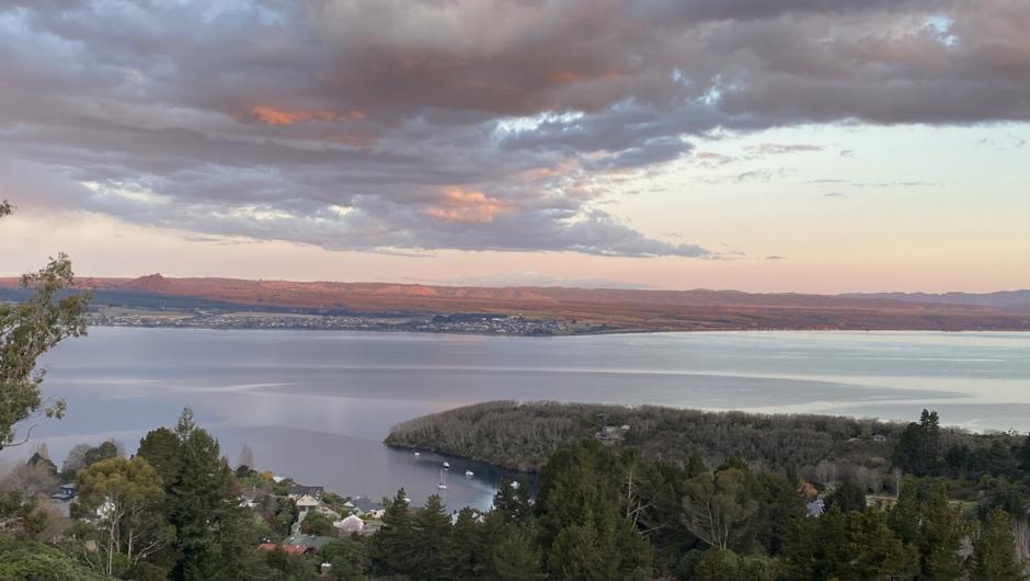 View of Taupo lake in the lodge