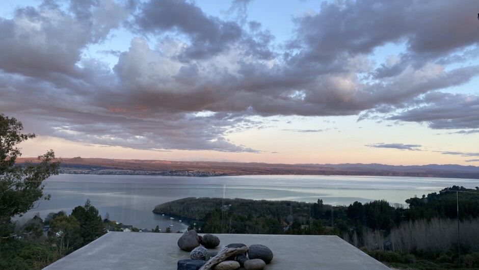 View of Taupo lake in the lodge