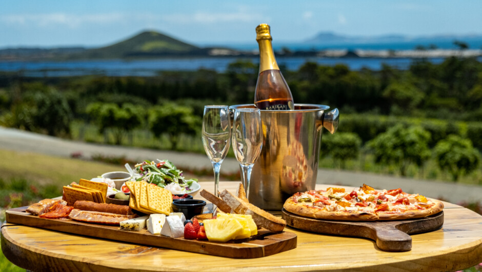 Enjoy a glass of wine, pizza or platter with a view that can't be beaten